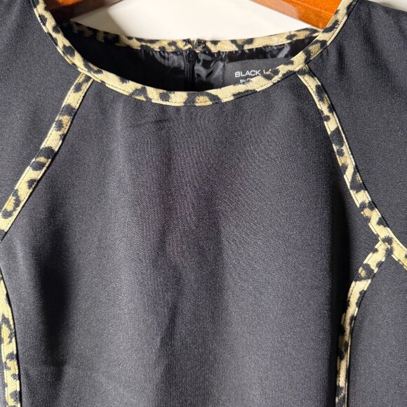 Black Label by Evan Picone Sheeth Dress & Jacket Black Leopard Print Size 14 - Picture 8 of 14